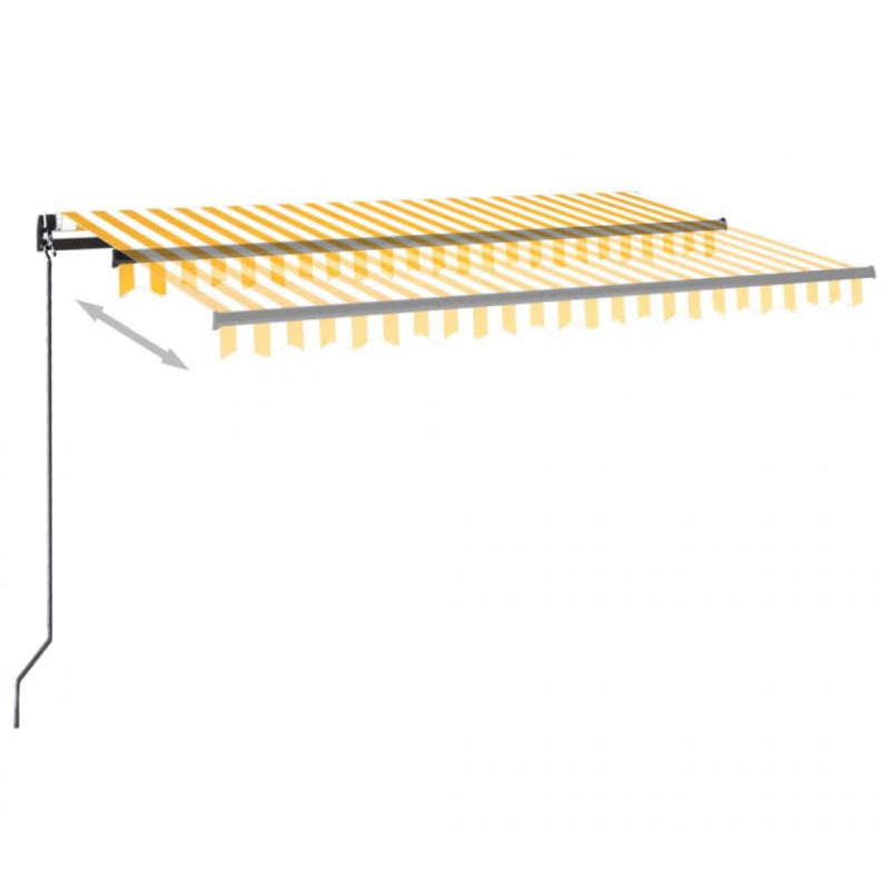 Ręcznie zwijana markiza z LED, 450 x 300 cm, żółto-biała
