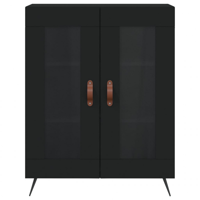 Witrynka, czarna, 69,5x34x180 cm, materiał drewnopochodny