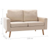 2-osobowa sofa, kremowa, tapicerowana tkaniną