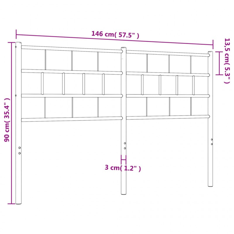 Metalowe wezgłowie, białe, 140 cm