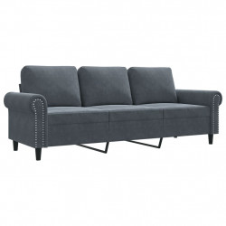 Sofa 3-osobowa, ciemnoszara, 180 cm, obita aksamitem