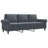 Sofa 3-osobowa, ciemnoszara, 180 cm, obita aksamitem