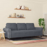 Sofa 3-osobowa, ciemnoszara, 180 cm, obita aksamitem