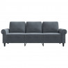 Sofa 3-osobowa, ciemnoszara, 180 cm, obita aksamitem