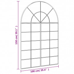 Lustro ścienne, czarne, 100x150 cm, zakończone łukiem, żelazo