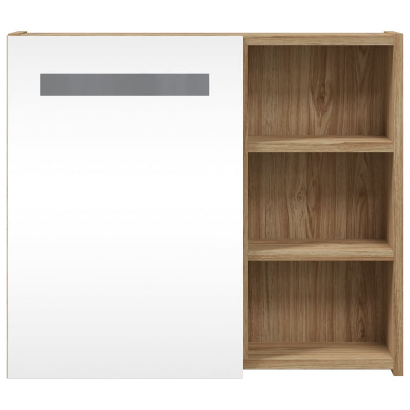Szafka łazienkowa z lustrem i LED, kolor dębu, 60x13x52 cm