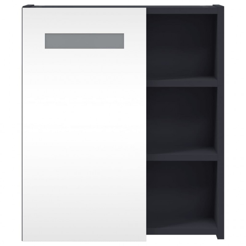 Szafka łazienkowa z lustrem i LED, szara, 45x13x52 cm