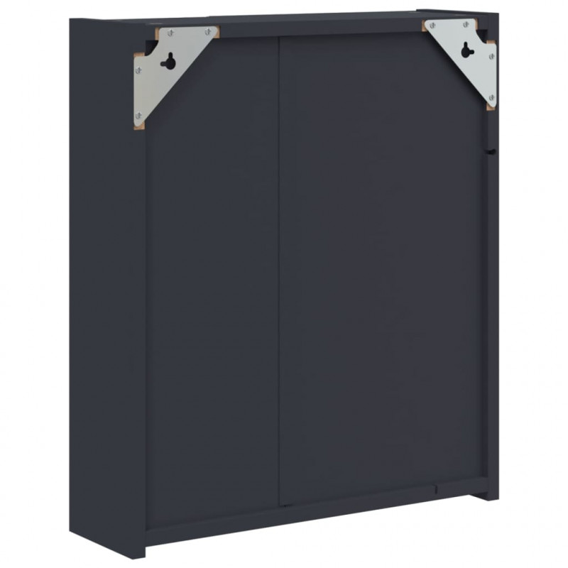 Szafka łazienkowa z lustrem i LED, szara, 45x13x52 cm