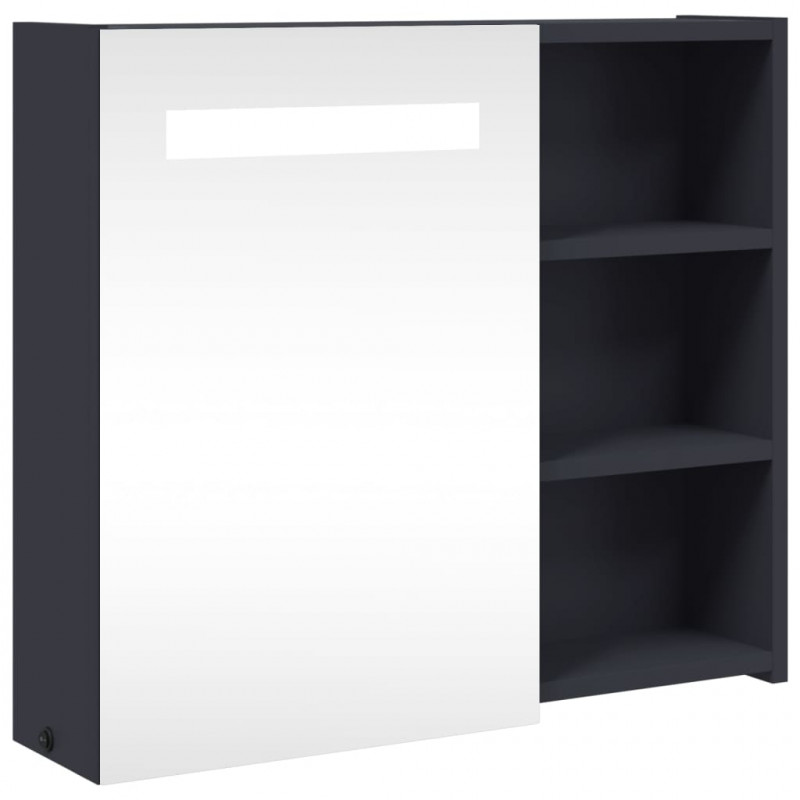 Szafka łazienkowa z lustrem i LED, szara, 60x13x52 cm