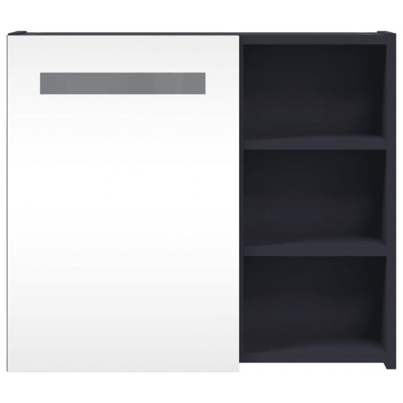 Szafka łazienkowa z lustrem i LED, szara, 60x13x52 cm