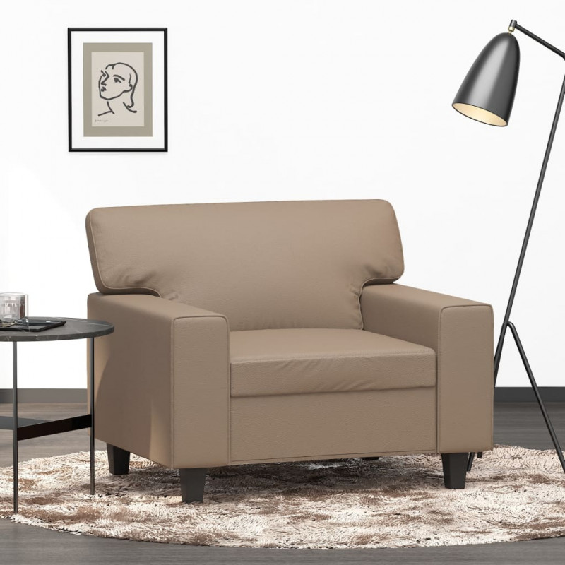 Fotel, kolor cappuccino, 60 cm, obity sztuczną skórą