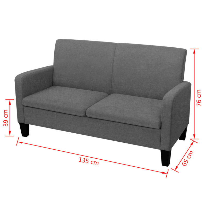 Kanapa 2-osobowa, ciemnoszara, 135x65x76 cm