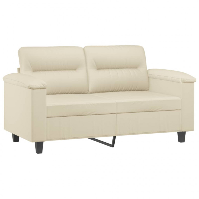 2-osobowa sofa z poduszkami, kremowa, sztuczna skóra