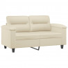 2-osobowa sofa z poduszkami, kremowa, sztuczna skóra