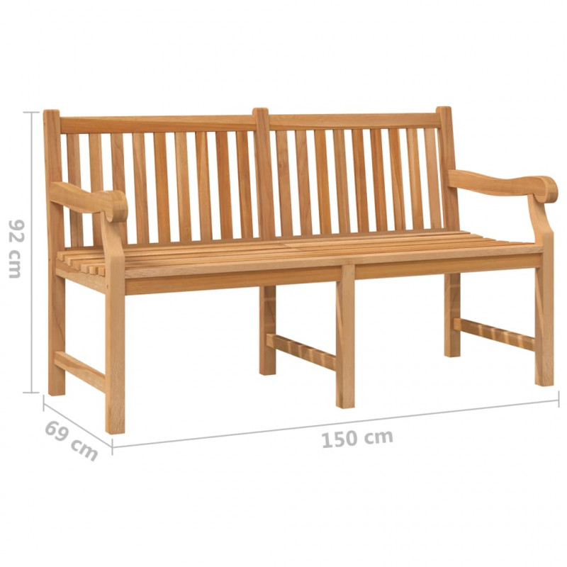 Ławka ogrodowa, 150 cm, lite drewno tekowe