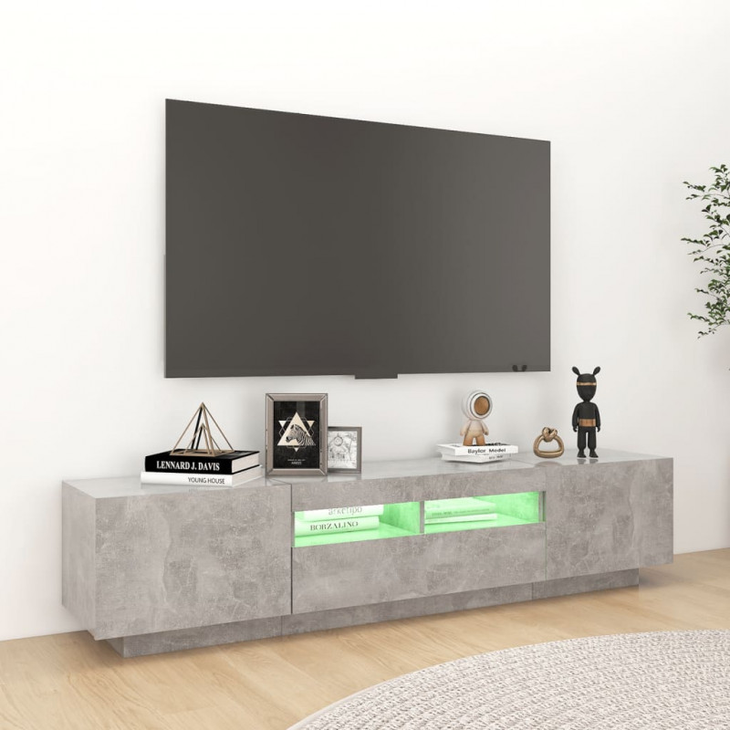 Szafka TV z oświetleniem LED, szarość betonu, 180x35x40 cm