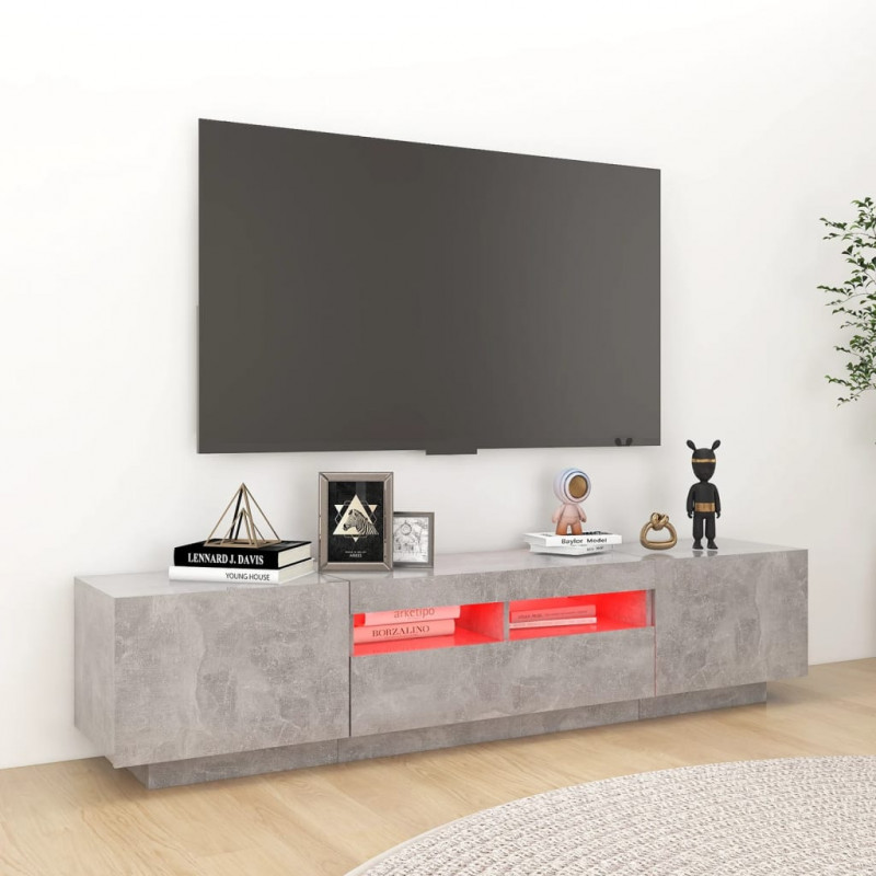 Szafka TV z oświetleniem LED, szarość betonu, 180x35x40 cm