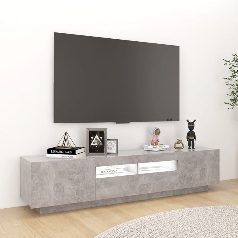 Szafka TV z oświetleniem LED, szarość betonu, 180x35x40 cm