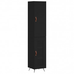 Wysoka szafka, czarna, 34,5x34x180 cm, materiał drewnopochodny