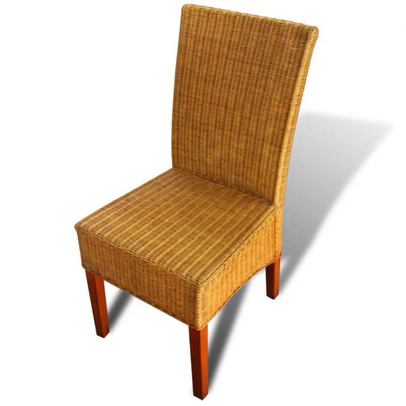 Krzesła stołowe, 4 szt., brązowe, naturalny rattan