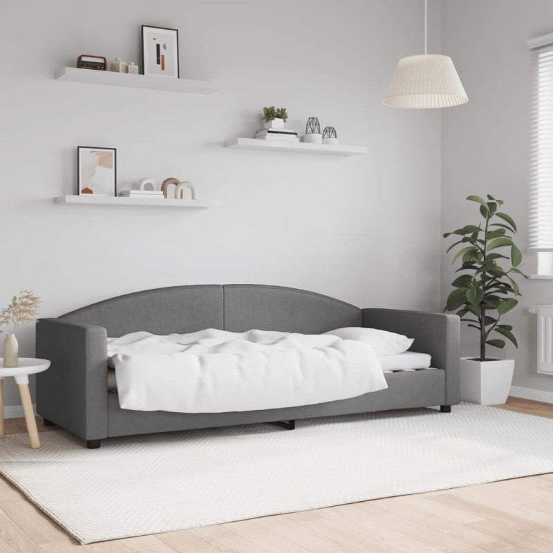 Sofa z funkcją spania, ciemnoszara, 80x200 cm, obita tkaniną