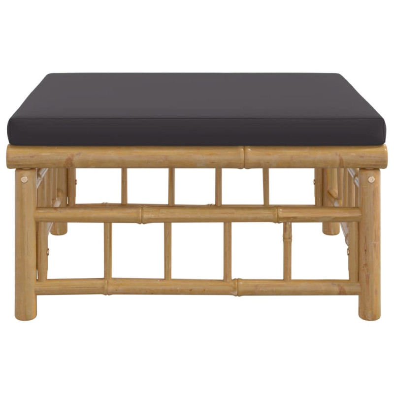 Podnóżek ogrodowy z ciemnoszarą poduszką, bambusowy