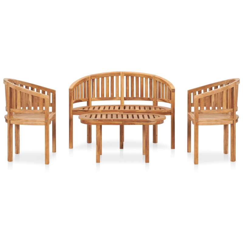 4-cz. zestaw wypoczynkowy do ogrodu, zaokrąglone oparcia, tek