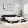 Sofa rozsuwana z szufladami, czarna, 90x200 cm, aksamit