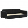 Sofa rozsuwana z szufladami, czarna, 90x200 cm, aksamit