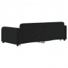 Sofa rozsuwana z szufladami, czarna, 90x200 cm, aksamit
