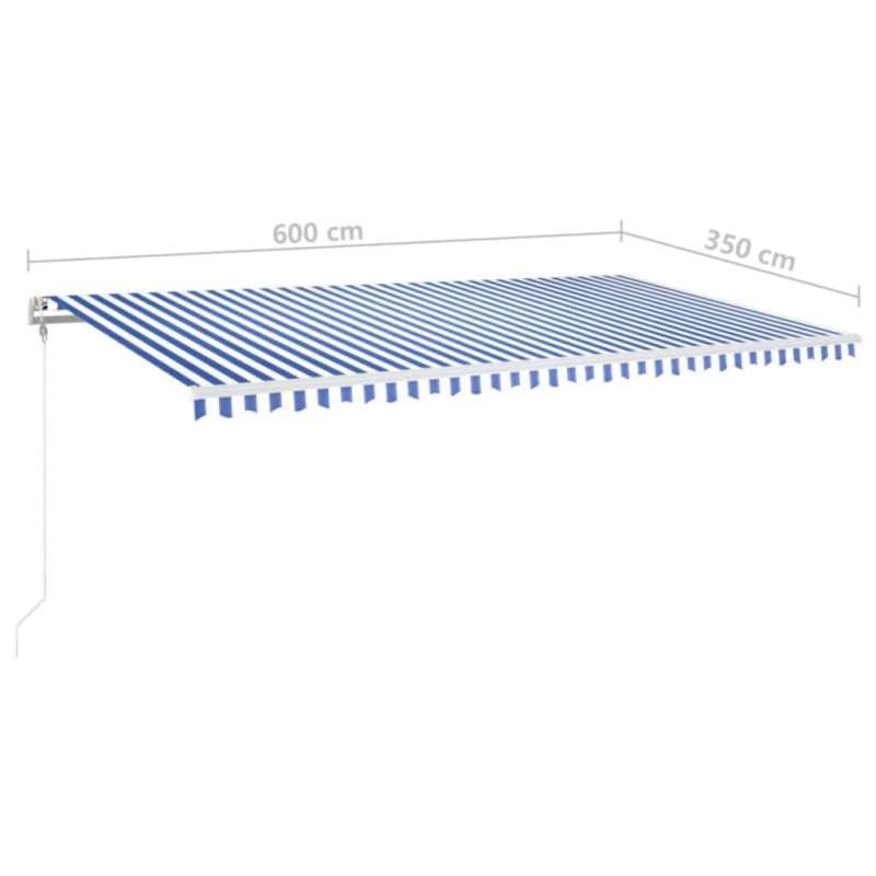 Automatycznie zwijana markiza, LED i czujnik wiatru, 600x350 cm