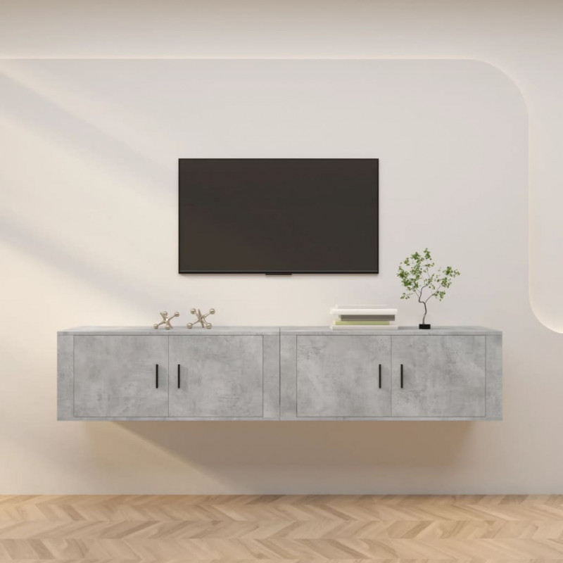 Wiszące szafki TV, 2 szt., szarość betonu, 100x34,5x40 cm