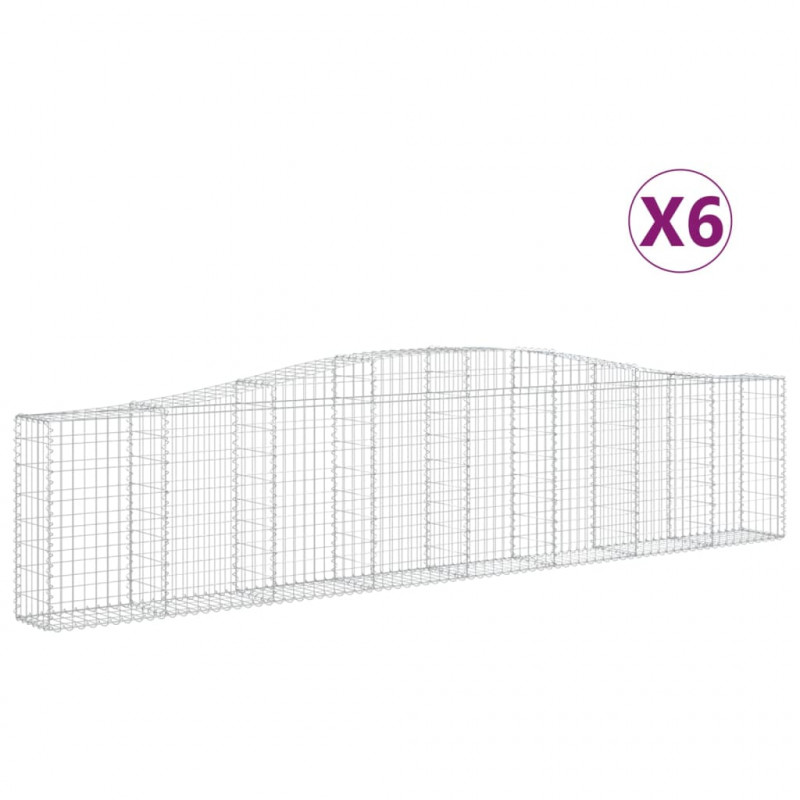 Kosze gabionowe, 6 szt, 400x30x80/100 cm, galwanizowane żelazo