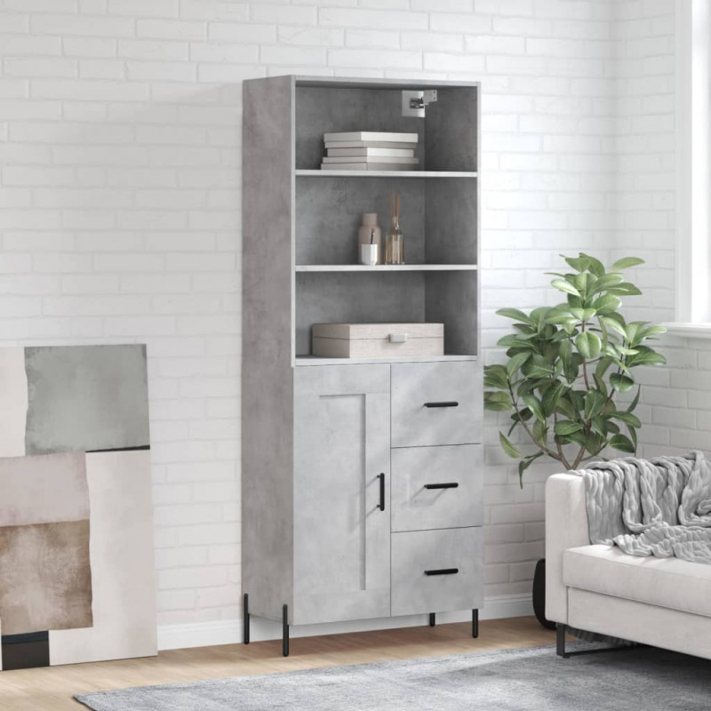 Witrynka, szarość betonu 69,5x34x180 cm materiał drewnopochodny