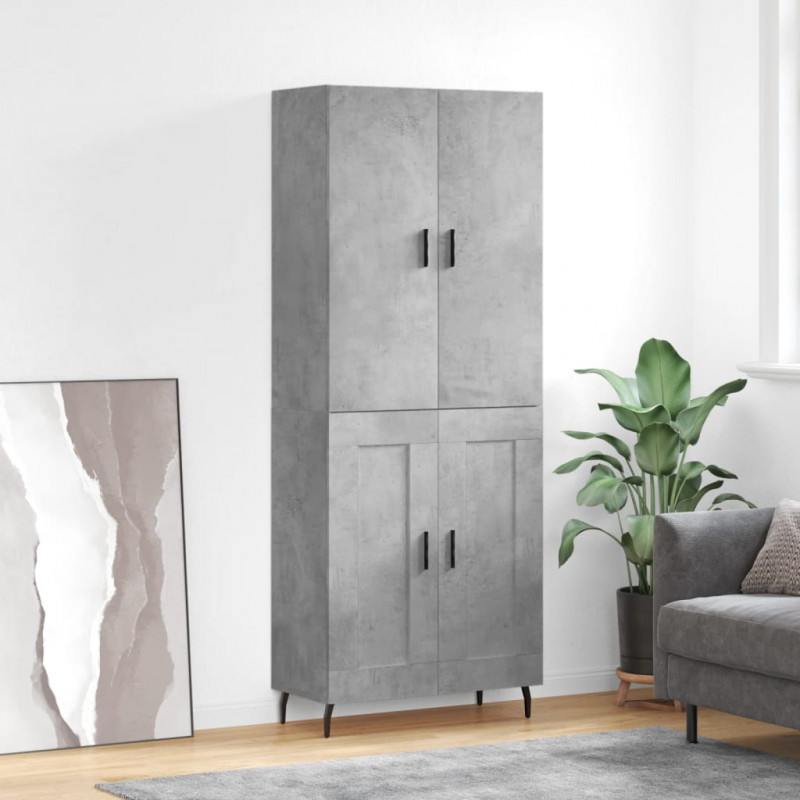 Witrynka, szarość betonu 69,5x34x180 cm materiał drewnopochodny