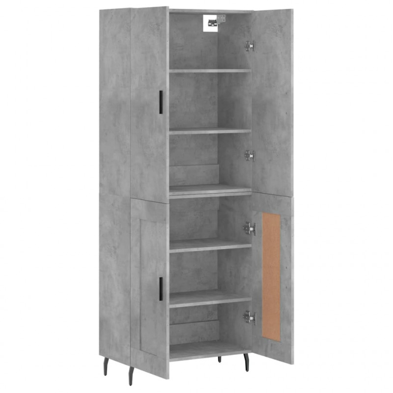 Witrynka, szarość betonu 69,5x34x180 cm materiał drewnopochodny