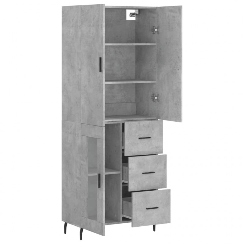 Witrynka, szarość betonu 69,5x34x180 cm materiał drewnopochodny