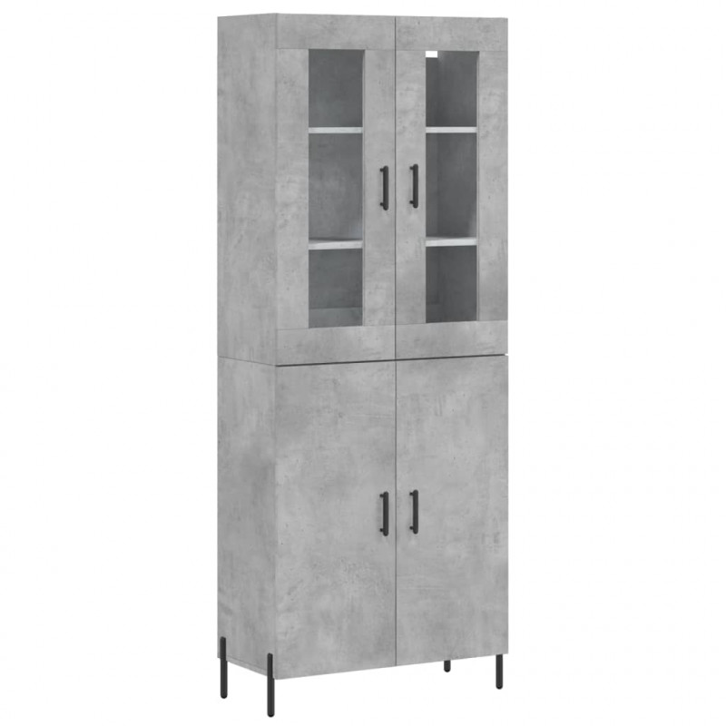 Witrynka, szarość betonu 69,5x34x180 cm materiał drewnopochodny