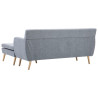 Sofa z leżanką, obita tkaniną, 171,5x138x81,5 cm, jasnoszara