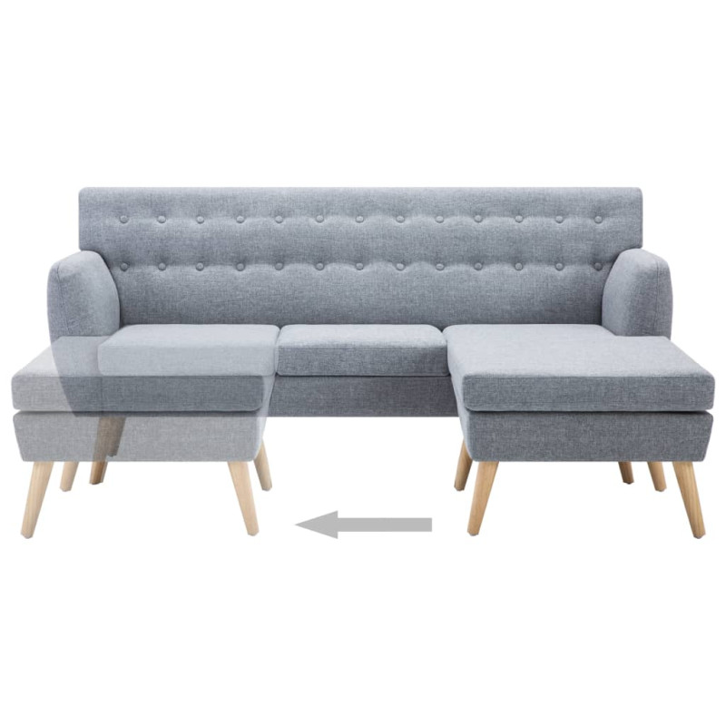 Sofa z leżanką, obita tkaniną, 171,5x138x81,5 cm, jasnoszara