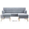 Sofa z leżanką, obita tkaniną, 171,5x138x81,5 cm, jasnoszara