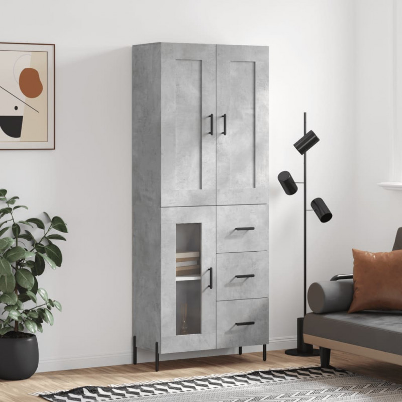 Witrynka, szarość betonu 69,5x34x180 cm materiał drewnopochodny