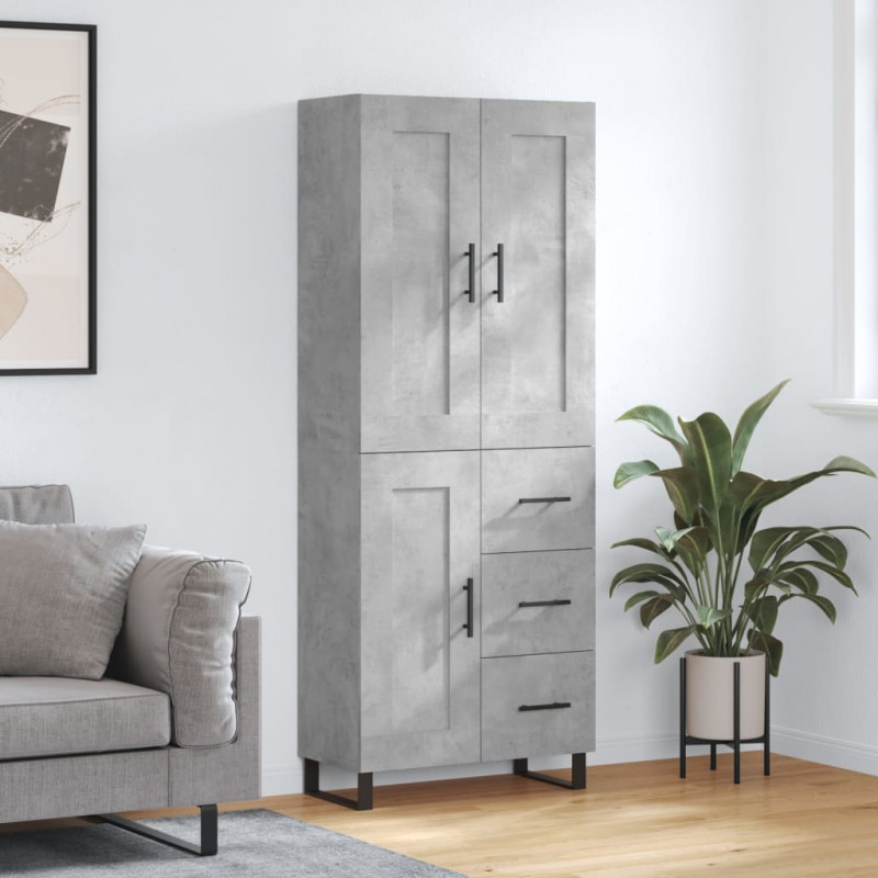 Witrynka, szarość betonu 69,5x34x180 cm materiał drewnopochodny
