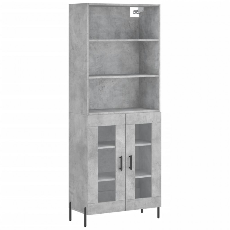 Witrynka, szarość betonu 69,5x34x180 cm materiał drewnopochodny