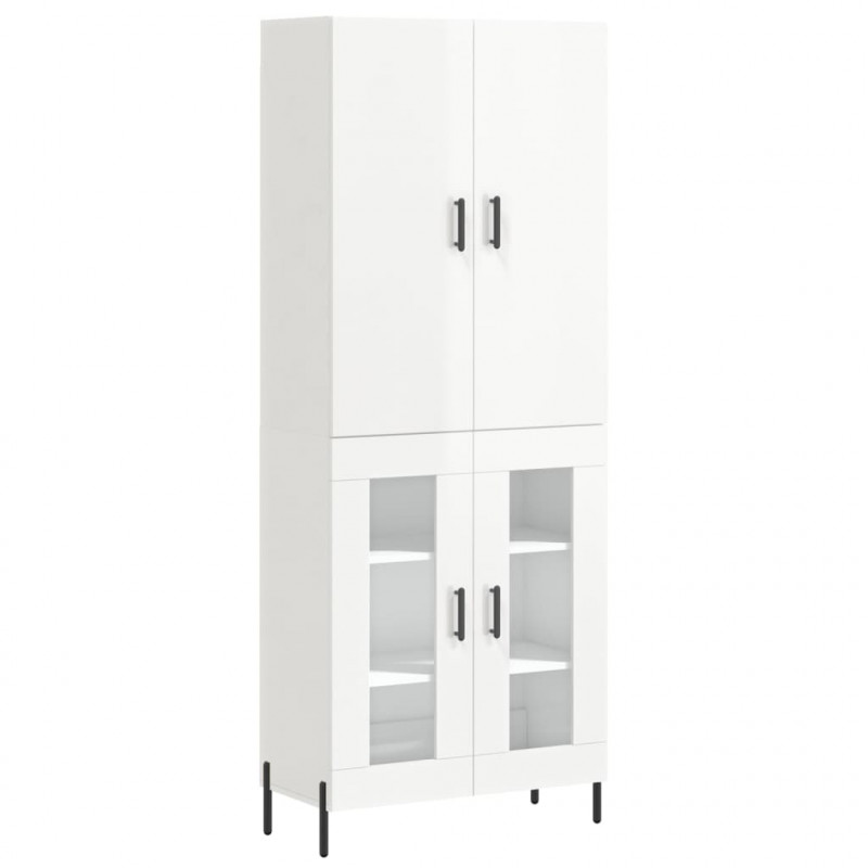 Witrynka biała połysk 69,5x34x180 cm materiał drewnopochodny
