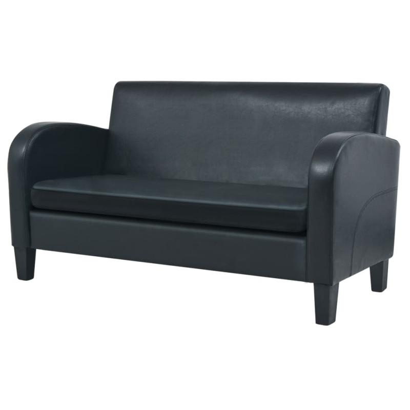 Sofa 2-osobowa, sztuczna skóra, czarna