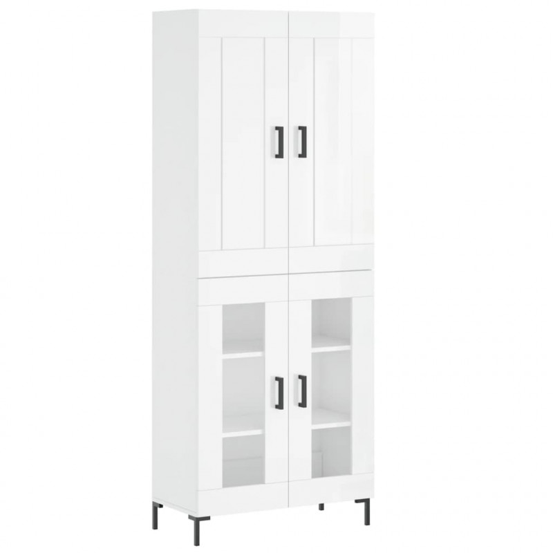 Witrynka biała połysk 69,5x34x180 cm materiał drewnopochodny