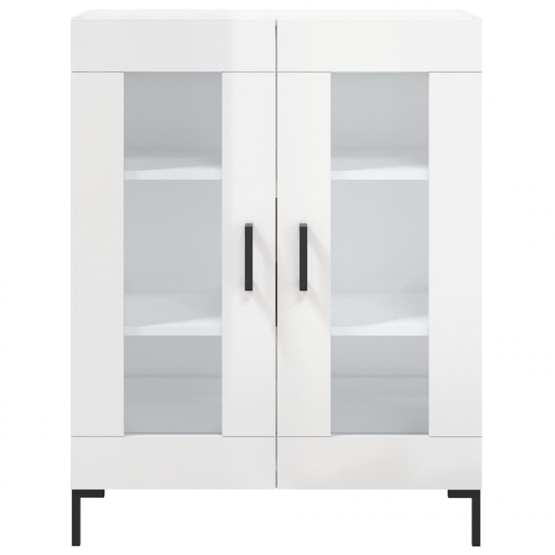 Witrynka biała połysk 69,5x34x180 cm materiał drewnopochodny