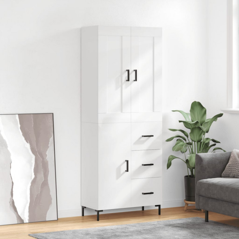 Witrynka biała połysk 69,5x34x180 cm materiał drewnopochodny