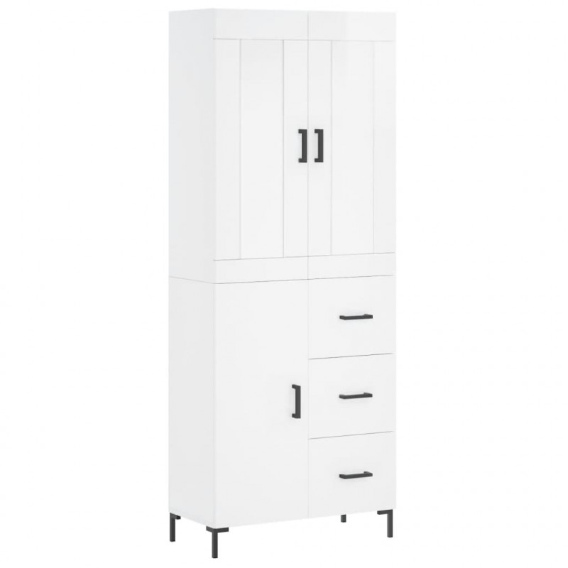 Witrynka biała połysk 69,5x34x180 cm materiał drewnopochodny